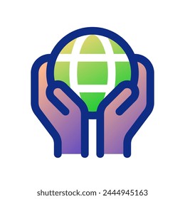 Editable hand holding earth, environment care, save the earth vector icon. Ecology, eco-friendly. Part of a big icon set family. Perfect for web and app interfaces, presentations, infographics, etc
