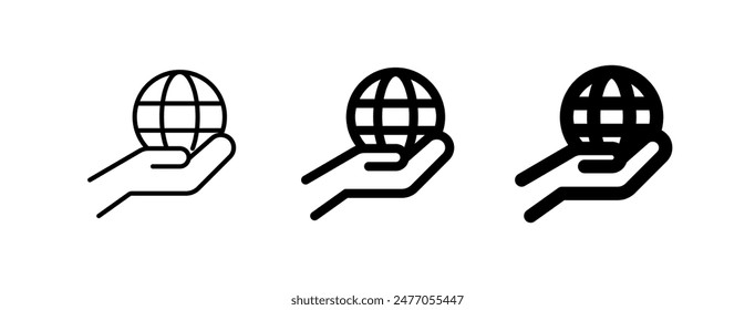 Editable hand holding earth, environment care, save the earth vector icon. Ecology, eco-friendly. Part of a big icon set family. Perfect for web and app interfaces, presentations, infographics, etc
