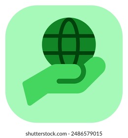 Editable hand holding earth, environment care, save the earth vector icon. Ecology, eco-friendly. Part of a big icon set family. Perfect for web and app interfaces, presentations, infographics, etc