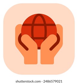 Guardar Vector Mano editable sosteniendo la tierra, cuidado del medio ambiente, Ecología, respetuoso del medio ambiente. Parte de una gran familia de iconos. Perfecto para interfaces de Web y App, presentaciones, infografías, etc