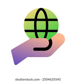 Editable hand holding earth, environment care, save the earth vector icon. Ecology, eco-friendly. Part of a big icon set family. Perfect for web and app interfaces, presentations, infographics, etc