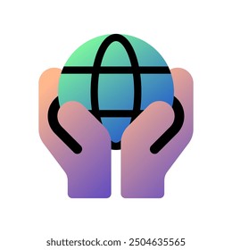 Editable hand holding earth, environment care, save the earth vector icon. Ecology, eco-friendly. Part of a big icon set family. Perfect for web and app interfaces, presentations, infographics, etc