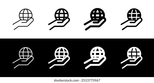 Editable hand holding earth, environment care, save the earth vector icon. Ecology, eco-friendly. Part of a big icon set family. Perfect for web and app interfaces, presentations, infographics, etc