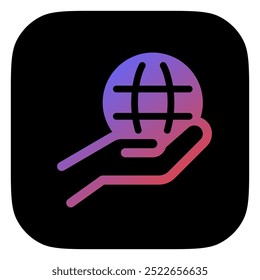 Editable hand holding earth, environment care, save the earth vector icon. Ecology, eco-friendly. Part of a big icon set family. Perfect for web and app interfaces, presentations, infographics, etc