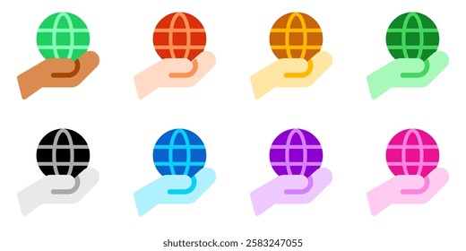 Editable hand holding earth, environment care, save the earth vector icon. Ecology, eco-friendly. Part of a big icon set family. Perfect for web and app interfaces, presentations, infographics, etc