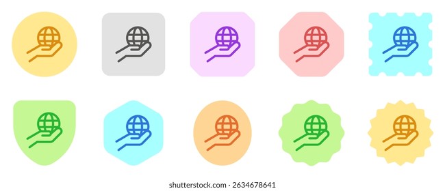 Editable hand holding earth, environment care, save the earth vector icon. Ecology, eco-friendly. Part of a big icon set family. Perfect for web and app interfaces, presentations, infographics, etc