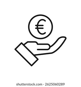 Editable Hand Holding Euro Coin Icon