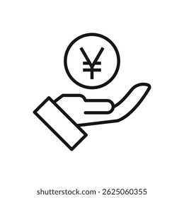Editable Hand Icon with Yen Currency Symbol