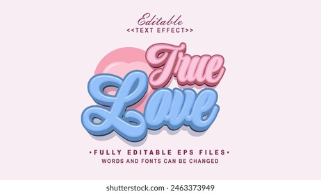 editable handwritten style true love text effect.typhography logo