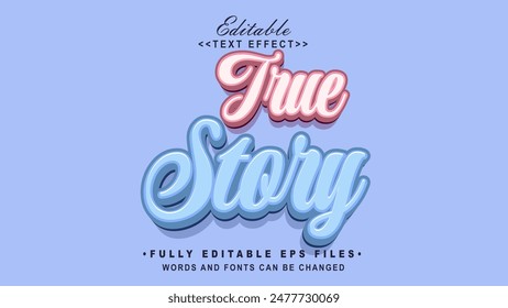 editable handwritten style true story text effect.typhography logo