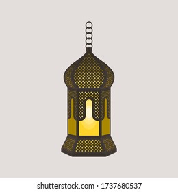 Editable Hanging Patterned Arabian Ramadan Lamp Isolated Vector Illustration for Islamic Occasional Theme Purposes Such as Ramadan and Eid Also Arab Culture Design Needs