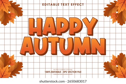 Efecto de texto 3D de otoño feliz editable