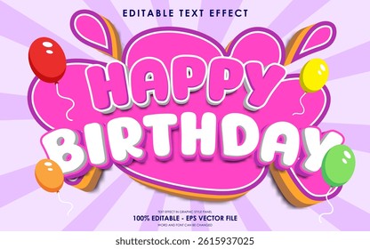 Editable Happy Birthday 3D Text Effect