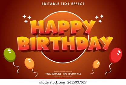 Editable Happy Birthday 3D Text Effect