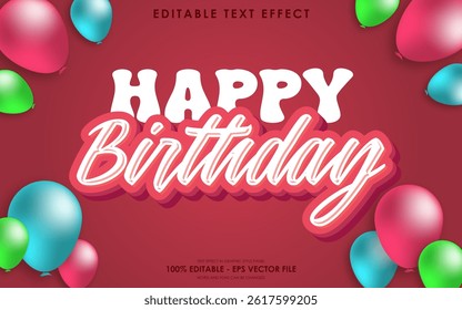 Editable Happy Birthday 3D Text Effect