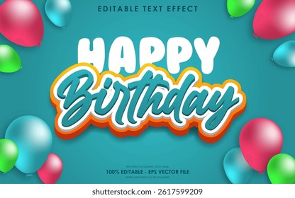 Editable Happy Birthday 3D Text Effect