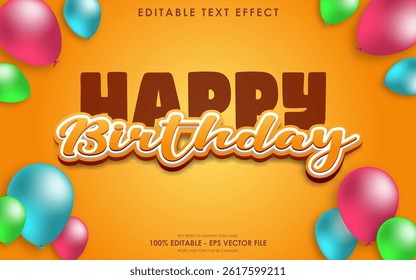 Editable Happy Birthday 3D Text Effect
