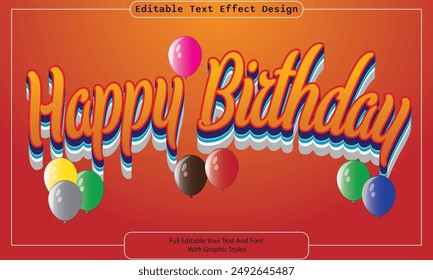 Editable Happy Birthday Text Effect 3D - Ver 2