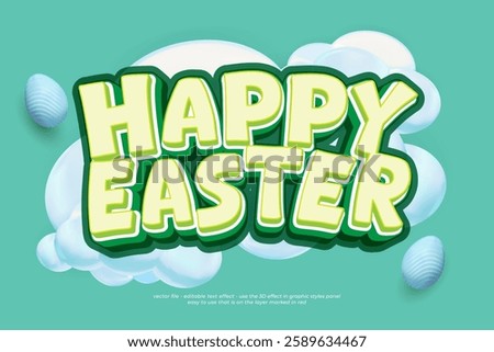 Editable happy easter 3D text effect template