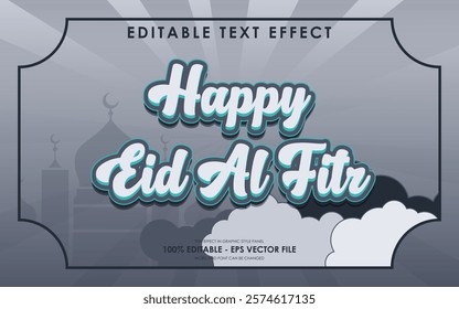 Editable Happy Eid Al Fitr Text Effect with islamic background