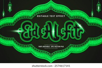 Editable Happy Eid Al Fitr Text Effect with islamic background