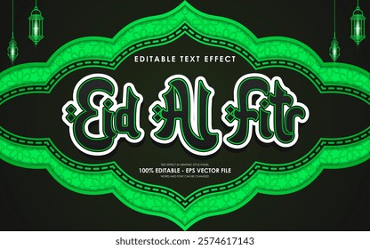 Editable Happy Eid Al Fitr Text Effect with islamic background