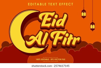 Editable Happy Eid Al Fitr Text Effect with islamic background