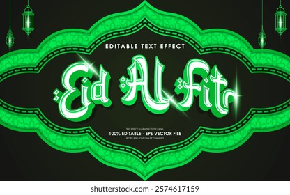 Editable Happy Eid Al Fitr Text Effect with islamic background