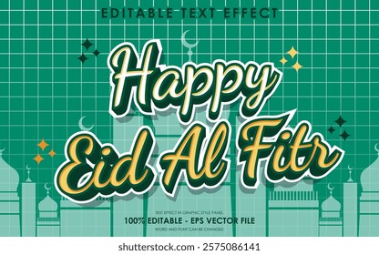 Editable Happy Eid Al Fitr Text Effect With Islamic Background