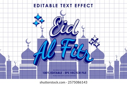 Editable Happy Eid Al Fitr Text Effect With Islamic Background