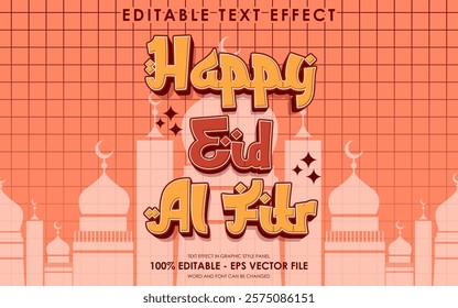 Editable Happy Eid Al Fitr Text Effect With Islamic Background