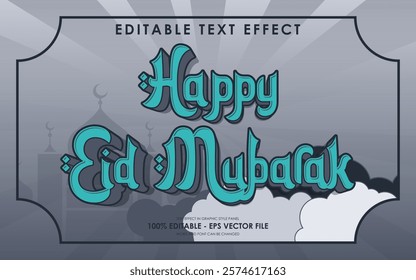 Editable Happy Eid Mubarak Text Effect with islamic background