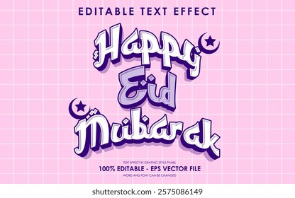 Editable Happy Eid Mubarak Text Effect with islamic background