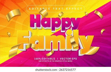 editable happy family vector text effect with modern style design