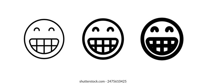 Editierbares Happy-Grin-Ausdruck-Emoticon-Vektorgrafik-Symbol. Teil einer großen Icon-Set-Familie. Teil einer großen Icon-Set-Familie. Ideal für Web- und App-Interfaces, Präsentationen, Infografiken usw