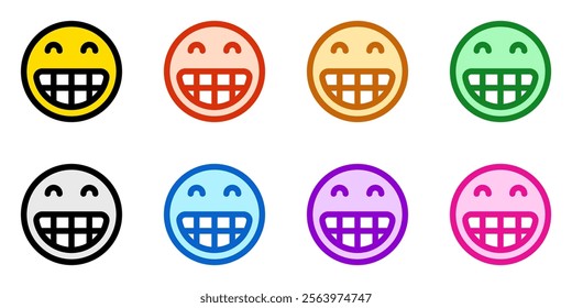 Editable happy grin expression emoticon vector icon. Part of a big icon set family. Part of a big icon set family. Perfect for web and app interfaces, presentations, infographics, etc