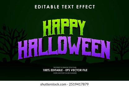 Editable Happy Halloween Text Effect, Graphic Style Effect, with Background Halloween