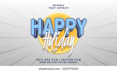 Efecto de texto de feliz día de fiesta editable. Logo de tifografía
