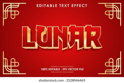 Efecto de texto de feliz año Nuevo lunar editable con fondo de tema chino