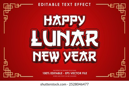 Editierbarer Happy Mond Neujahr Texteffekt mit chinesischem Themenhintergrund