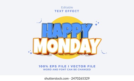 editable happy monday text effect.typhography logo