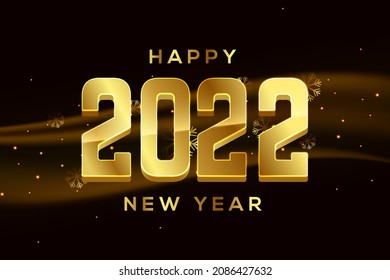 Editable Happy New Year 2022 rectangle party flyer design on creative brown background, vector illustration