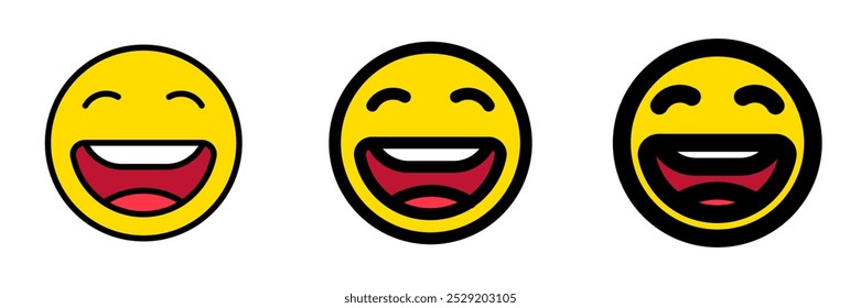 Icono de Vector de emoticono de expresión de sonrisa feliz editable. Parte de una gran familia de iconos. Parte de una gran familia de iconos. Perfecto para interfaces de Web y App, presentaciones, infografías, etc