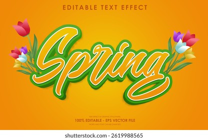 Editable Happy Spring 3D Text Effect