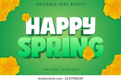 Editable Happy Spring 3D Text Effect