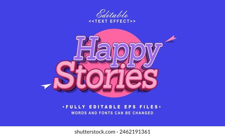 editable happy stories text effect.typhography logo