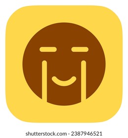 Icono del vector del emoticono de lágrimas feliz editable. Expresión, emoción, cara. Parte de una familia de iconos grandes. Perfecto para interfaces web y de aplicaciones, presentaciones, infografías, etc