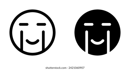 Bearbeitbar glückliche Tränen Emotion Vektorsymbol. Ausdruck, Emotion, Gesicht. Teil einer großen Icon-Set-Familie. Perfekt für Web- und App-Schnittstellen, Präsentationen, Infografiken usw.