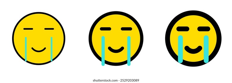 Editable happy tear emoticon vector icon. Expression, emotion, face. Part of a big icon set family. Perfect for web and app interfaces, presentations, infographics, etc