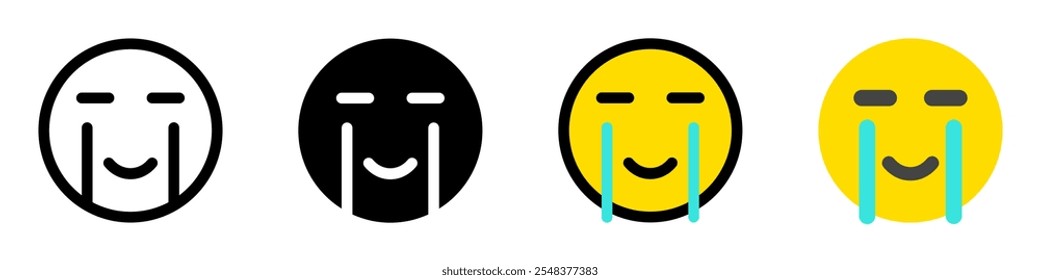 Editable happy tear emoticon vector icon. Expression, emotion, face. Part of a big icon set family. Perfect for web and app interfaces, presentations, infographics, etc